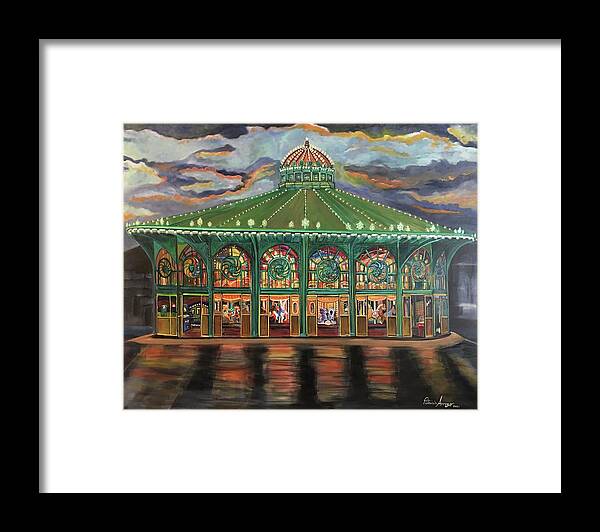 Casino Framed Print featuring the painting The Casino of Asbury Park by Patricia Arroyo