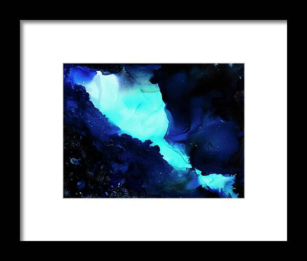 Aqua Framed Print featuring the painting The Cave by Tamara Nelson