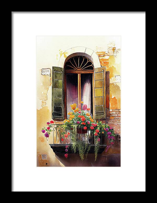 The Charm Of Venice Framed Print featuring the painting The Charm of Venice by Greg Collins