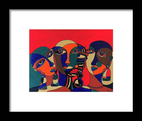 Abstract Art Framed Print featuring the painting The Conversation by Raji Musinipally