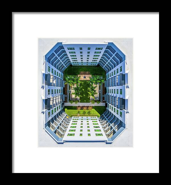 Aerial Framed Print featuring the photograph The Courtyard by Charles LeRette
