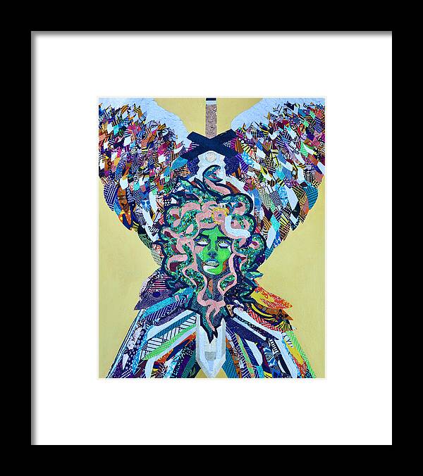 Medusa Framed Print featuring the tapestry - textile The Crest of Medusa by Apanaki Temitayo M