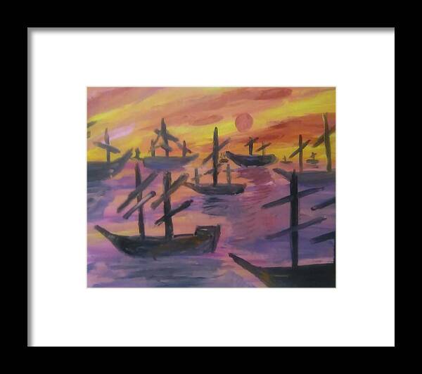 Nature Framed Print featuring the painting The Crossing by Andrew Blitman
