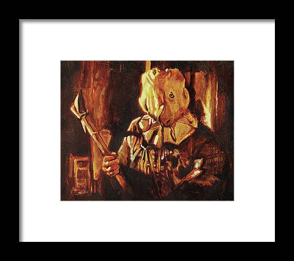 Friday Framed Print featuring the painting The Crystal Lake Terror by Sv Bell