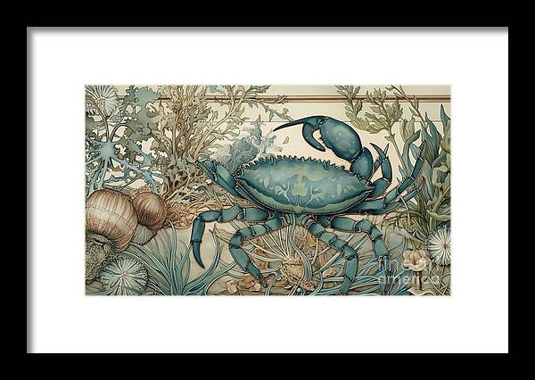 Sea Creatures Framed Print featuring the painting The Deep Blue Sea VIII by Mindy Sommers