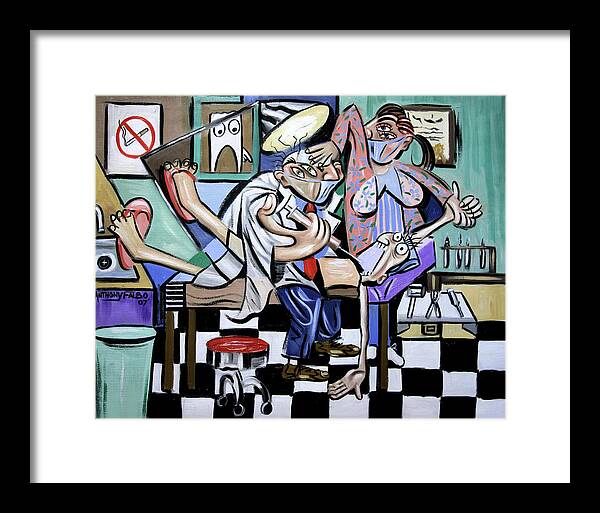 The Dentist Is In Framed Print featuring the painting The Dentist Is In by Anthony Falbo