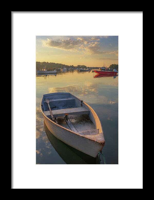 Maine Framed Print featuring the photograph The Dinghy at Dawn by Kristen Wilkinson