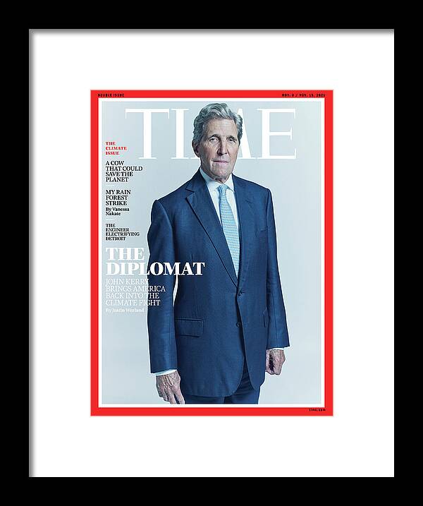 John Kerry Framed Print featuring the photograph The Diplomat - John Kerry - The Climate Issue by Photograph by Peter Hapak for TIME
