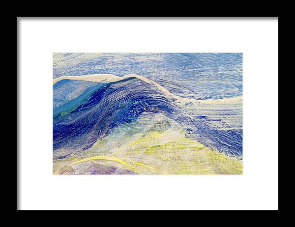 Wall Art Framed Print featuring the painting The Distant Blue Mountains by Ellen Palestrant