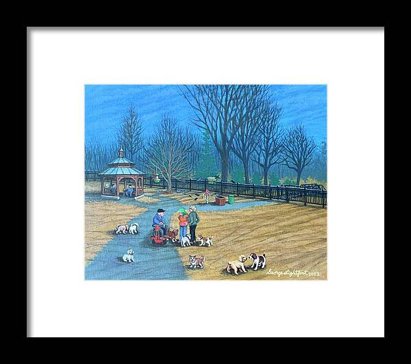 Landscape Framed Print featuring the painting The Dog Park at Tallgrass by George Lightfoot