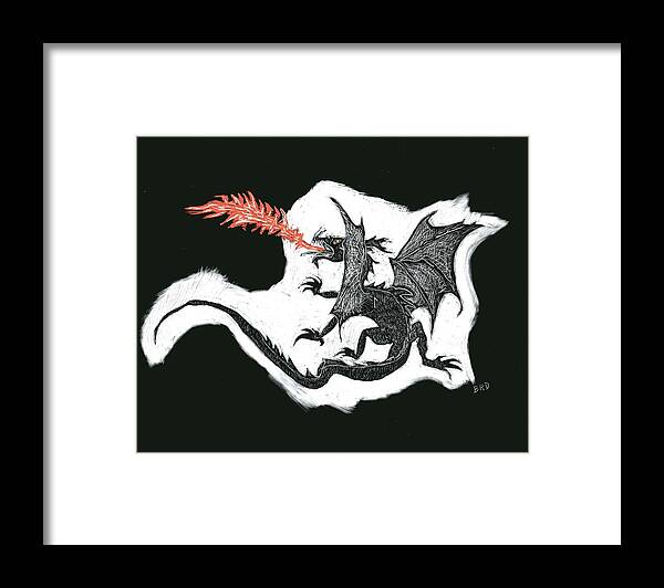 Dragon Framed Print featuring the drawing The Dragon by Branwen Drew