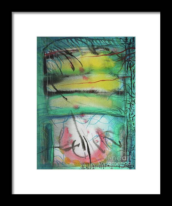 #thedreamingreen #dream #green #watercolor #watercolorpainting #abstract #abstractart #glenneff #picturerockstudio #thesoundpoetsmusic Framed Print featuring the painting The Dream in Green by Glen Neff