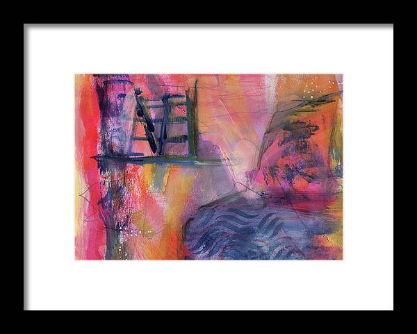Abstract Framed Print featuring the painting The Dreamer's Window by Diane Maley