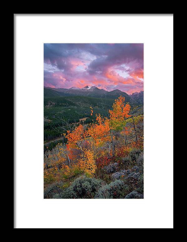Longs Framed Print featuring the photograph The End of Autumn - Rocky Mountain National Park by Aaron Spong
