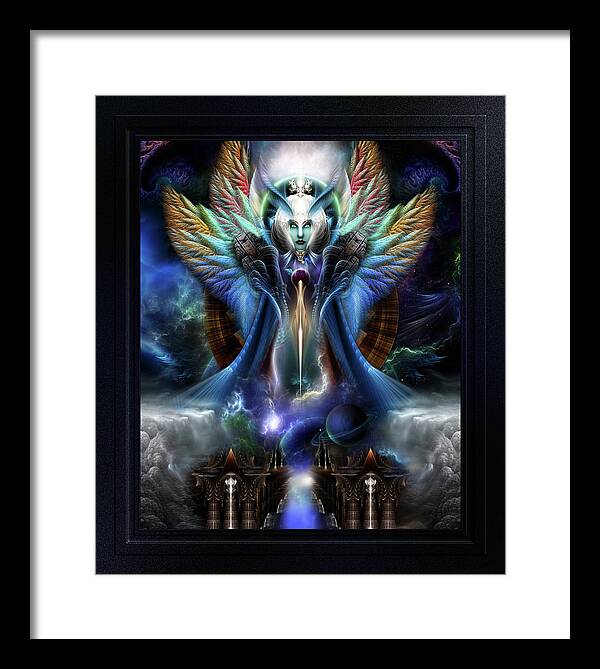 Fractal Framed Print featuring the digital art The Eternal Majesty Of Thera Fractal Art Fantasy Portrait Composition by Xzendor7 by Xzendor7
