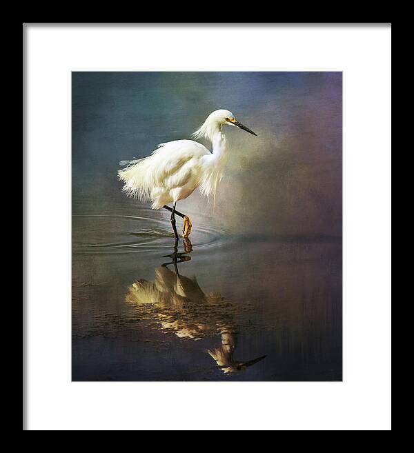 Egret Framed Print featuring the digital art The Ethereal Egret by Nicole Wilde