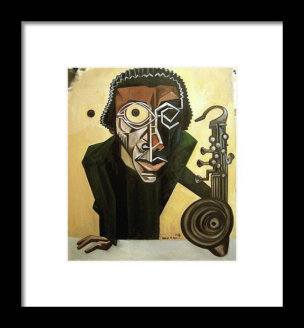 Jazz Framed Print featuring the painting The Ethnomusicologist / Marion Brown by Martel Chapman
