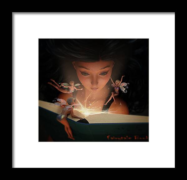 Fairy Fairies Reading Magic Fairytale Book Read Wings Light Framed Print featuring the digital art The Fairy Book by Alisa Williams