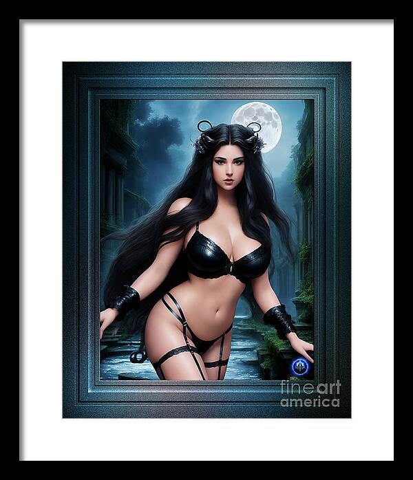 Fairy Goddess Of The Ancient Ruins Of Antinaeous Framed Print featuring the painting The Fairy Goddess Of The Ancient Ruins Of Antinaeous AI Concept Art by Xzendor7 by Xzendor7