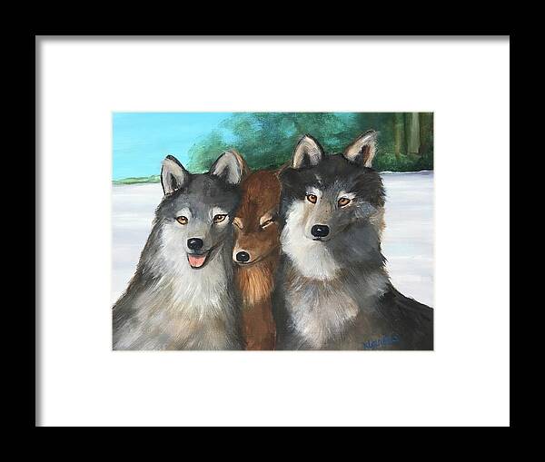 Wolf Framed Print featuring the painting The Family by Deborah Naves