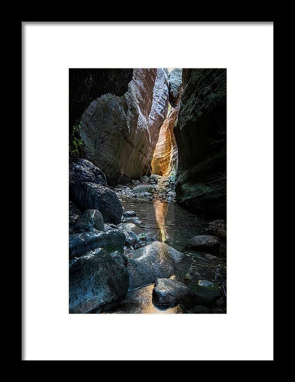 Canyon Framed Print featuring the photograph Last light in the gorge. by Michalakis Ppalis