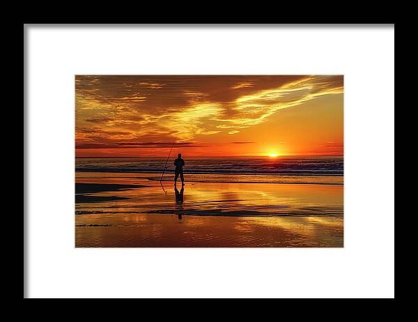 Ogunquit Beach Framed Print featuring the photograph The Fisherman by Penny Polakoff