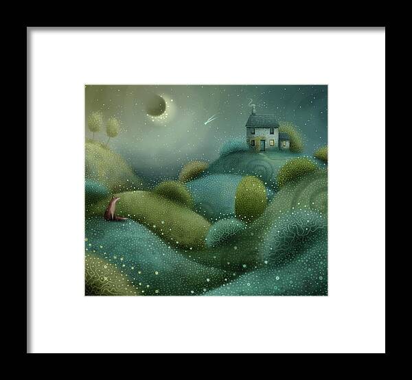 Fox Framed Print featuring the painting Moonlight Enchantment by Joe Gilronan