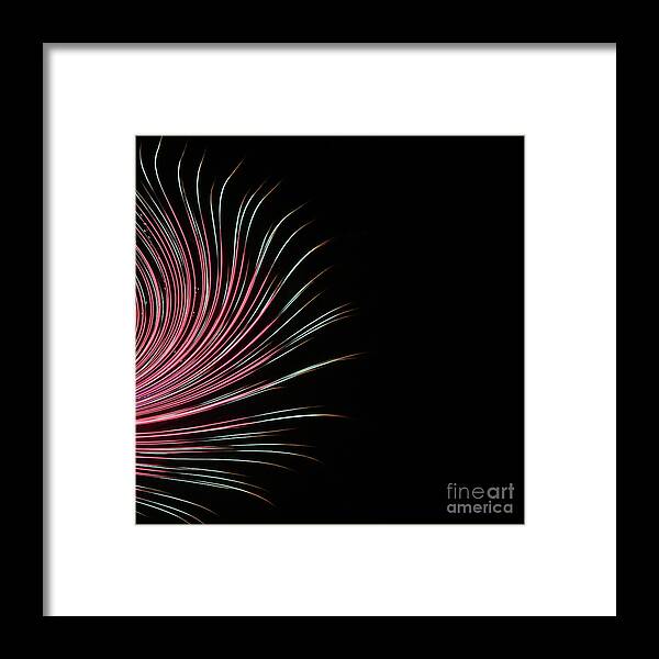 Digital Art; Fringe; Black; Red; Green; Feathery; Swirl; Light; Twist; Feather; Square; Abstract; Lifestyle; Living Room; Framed Print featuring the digital art The Fringe by Tina Uihlein