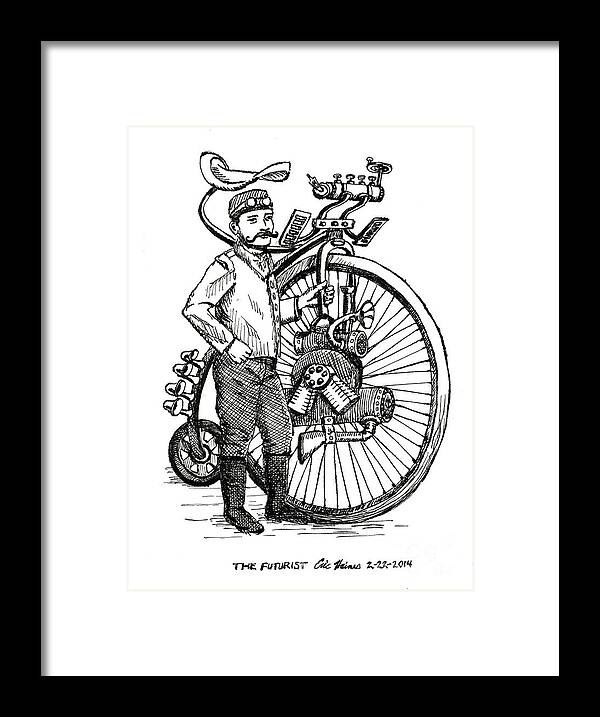 Pennyfarthing Framed Print featuring the drawing The Futurist by Eric Haines