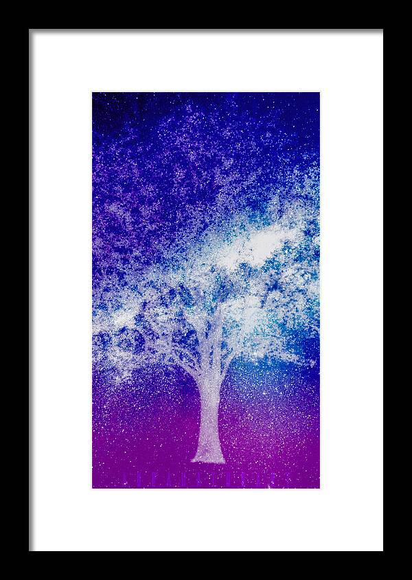Tree Framed Print featuring the digital art The Galaxy Tree by Auranatura Art