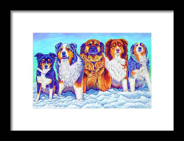 Dog Framed Print featuring the painting The Gang's All Here by Rebecca Wang