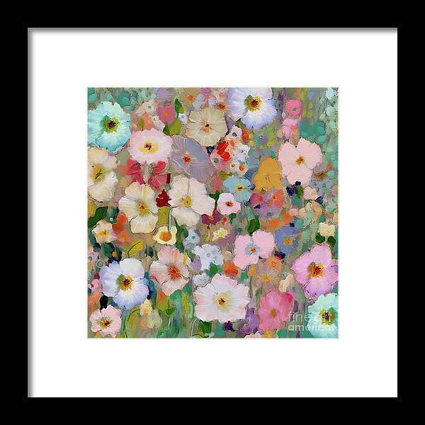 Flowers Framed Print featuring the painting The Gathering by Mindy Sommers