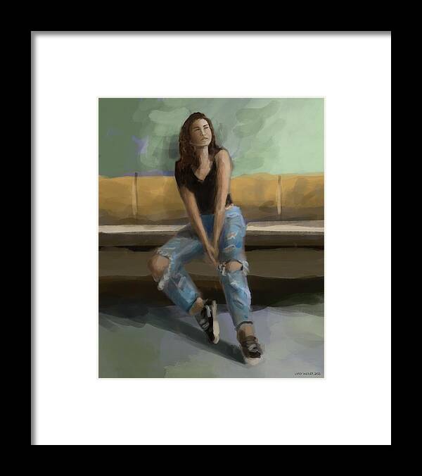 Girl In Torn Jeans Framed Print featuring the digital art The Girl In Torn Jeans by Larry Whitler