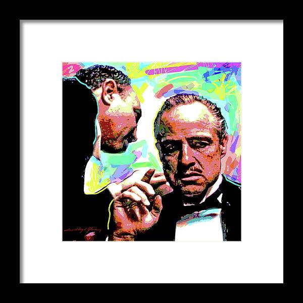 Movie Stars Framed Print featuring the painting The Godfather - Marlon Brando by David Lloyd Glover