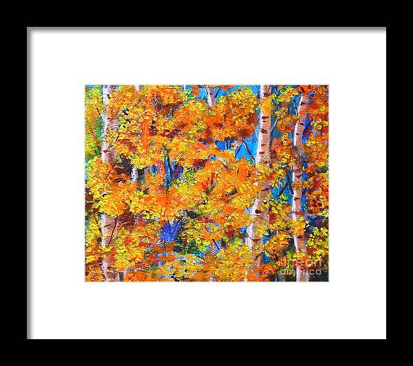 Acrylic On Canvas Framed Print featuring the painting The Golden Autumn by Asha Sudhaker Shenoy