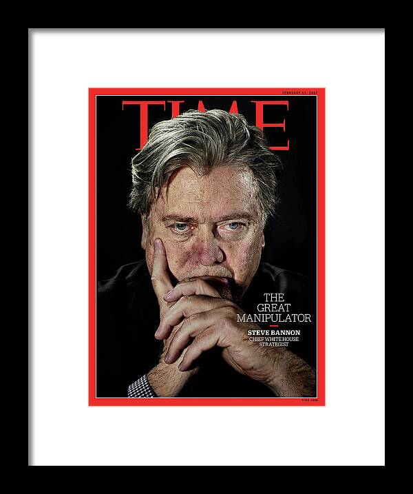 Steve Bannon Framed Print featuring the photograph The Great Manipulator - Steve Bannon by TimePhotograph by Nadav Kander for TIME