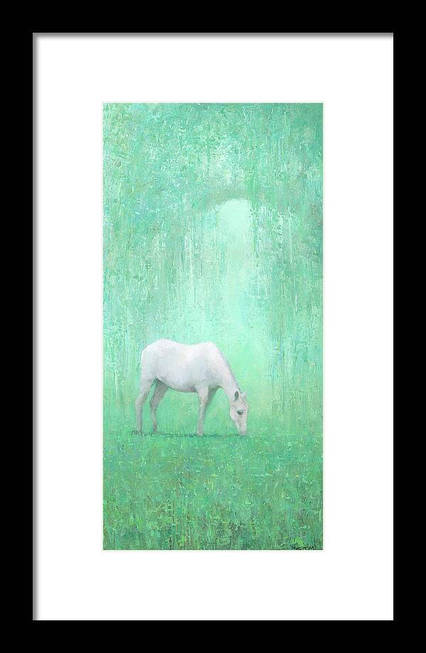 White Horse Framed Print featuring the painting The Green Glade by Steve Mitchell