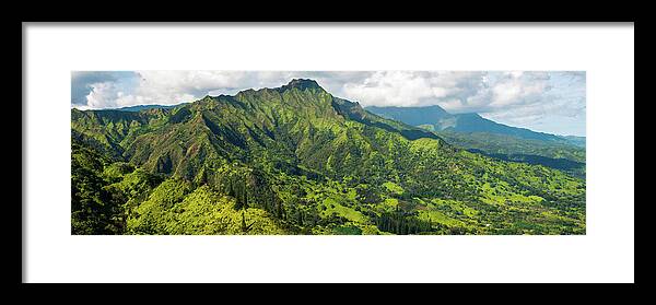 Kauai Aerial Photography Framed Print featuring the photograph The Green Mountains of Kauai by Slow Fuse Photography