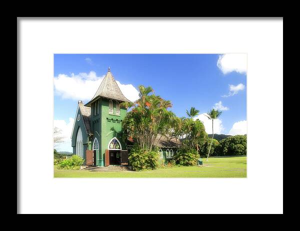 Palm Tree Framed Print featuring the photograph The Green Waioli Hula Church by Robert Carter