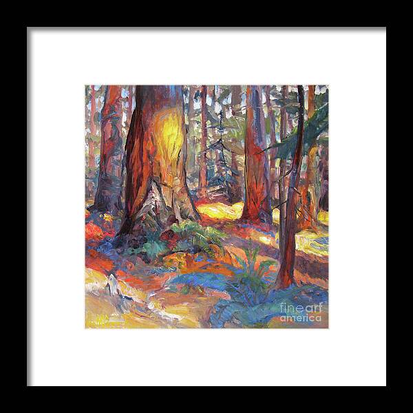 Redwood Forest Framed Print featuring the painting The Grove of the Old Trees by John McCormick