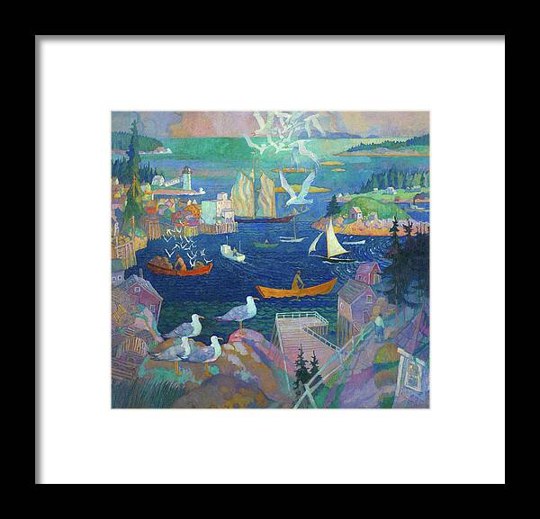 N. C. Wyeth Framed Print featuring the painting The Harbor at Herring Gut by Newell Convers Wyeth