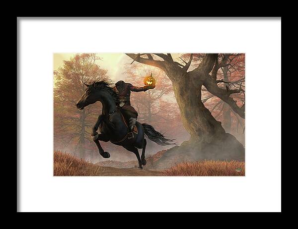Headless Horseman Framed Print featuring the digital art The Headless Horseman by Daniel Eskridge