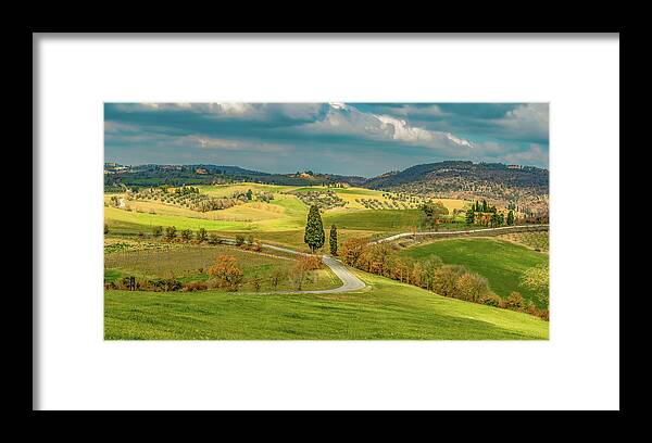 Tuscany Framed Print featuring the photograph The Hills Are Alive In Tuscany by Marcy Wielfaert