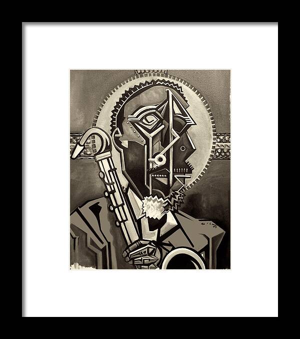  Framed Print featuring the painting The Holy Ghost / Black and White by Martel Chapman