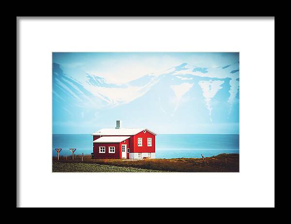 Landscape Framed Print featuring the photograph The Icelandic Fjord House by Philippe Sainte-Laudy