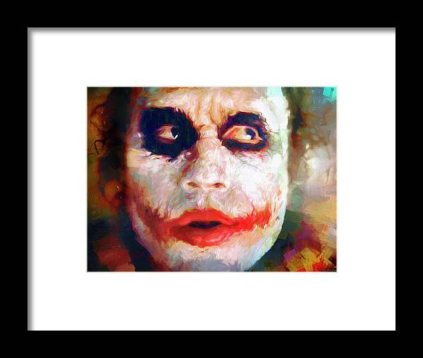 Batman Framed Print featuring the mixed media The Joker The Dark Knight by Mal Bray