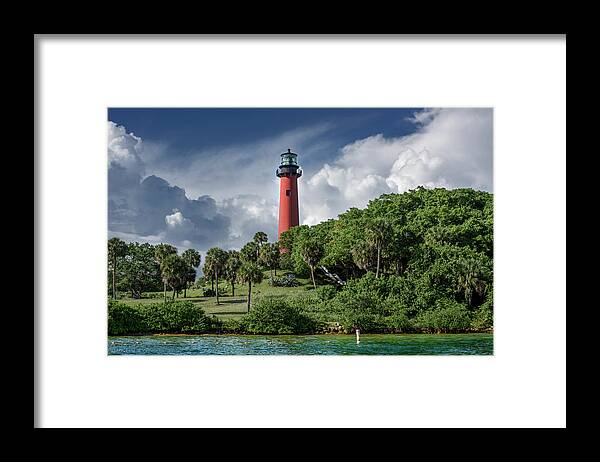 Jupiter Lighthouse Framed Print featuring the photograph The Jupiter Inlet Lighthouse by Laura Fasulo