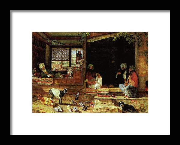  Framed Print featuring the painting The Kibab Shop by John Frederick Lewis