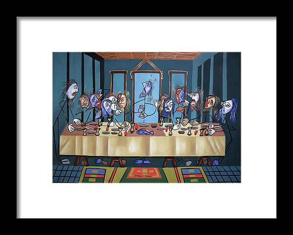 The Last Supper Framed Print featuring the painting The Last Supper by Anthony Falbo