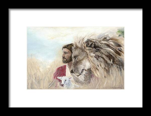 Jesus Christ Framed Print featuring the painting The Long Awaited Hour by Charlotte Noelle Pedersen